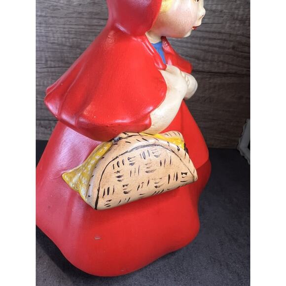 1970 Vtg Little Red Riding Hood Cookie Jar Hand Painted Ceramic Grannycore - Picture 10 of 16